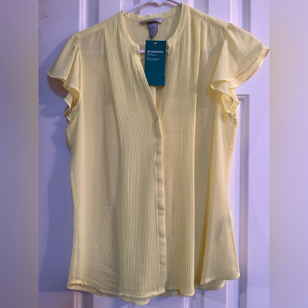 H&M yellow button down shirt